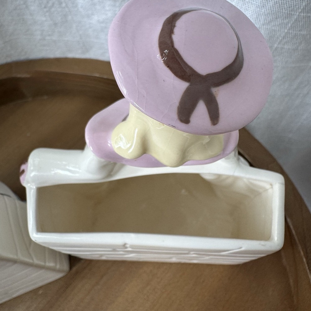 Vintage Girl Planter Pair Japan Napco Style Pink Mint Kitsch Set Of 2 MCM Vase - Picture 8 of 16